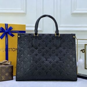 <AUTHENTIC>Louis Vuitton Leather Tote Bag in Black